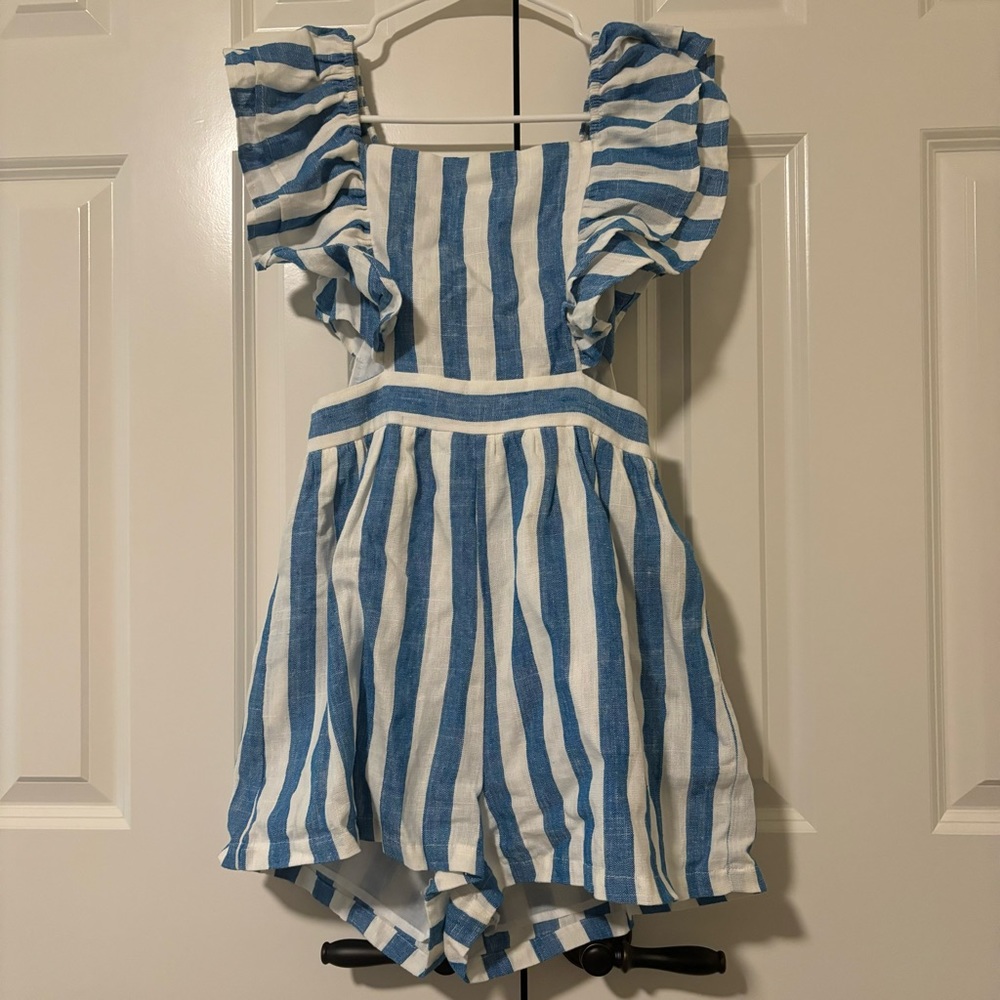 Shop Neighbor Blue and White Striped Romper Size S